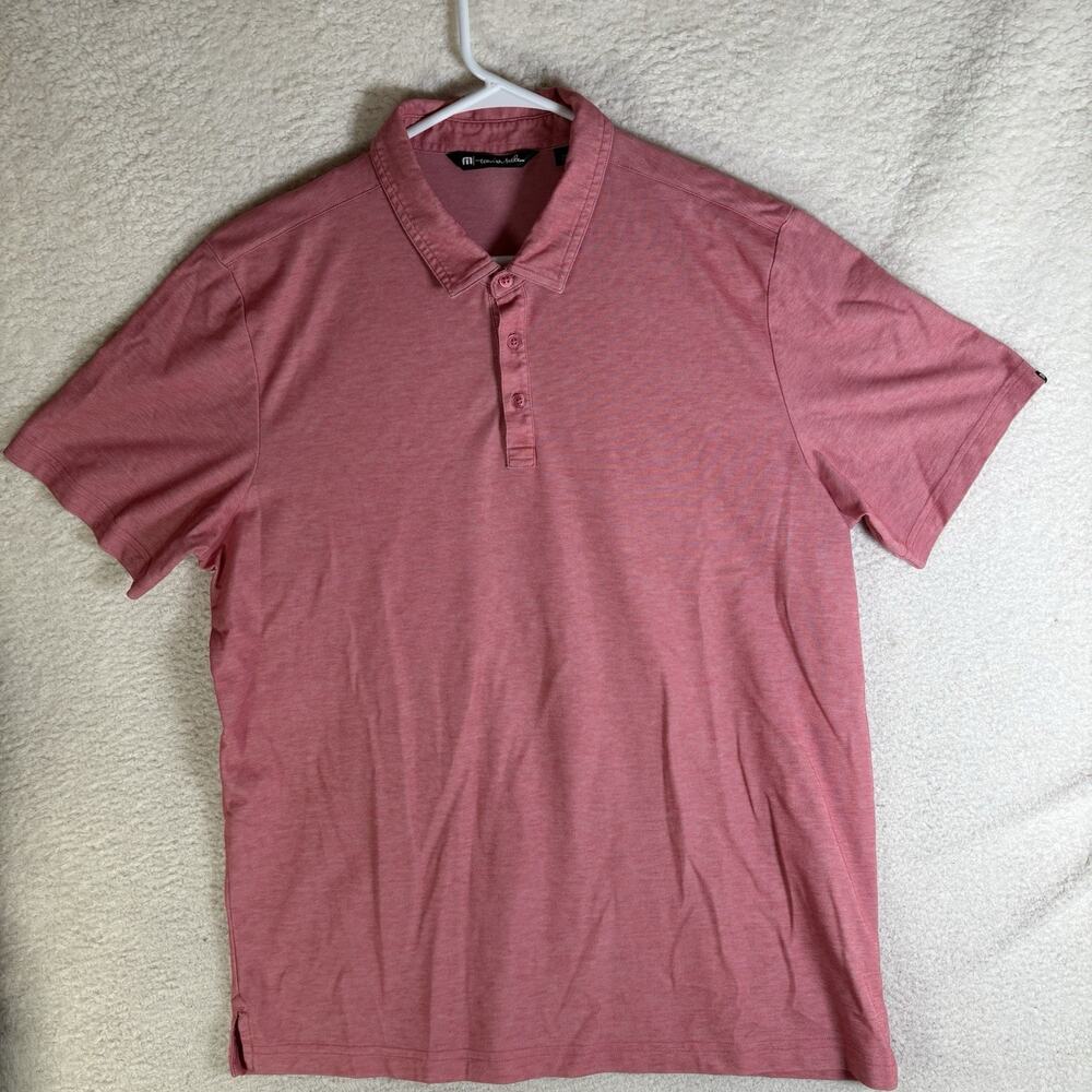 Travis Mathew Polo Shirt Mens 2XL XXL Salmon Polyester Performance Golf